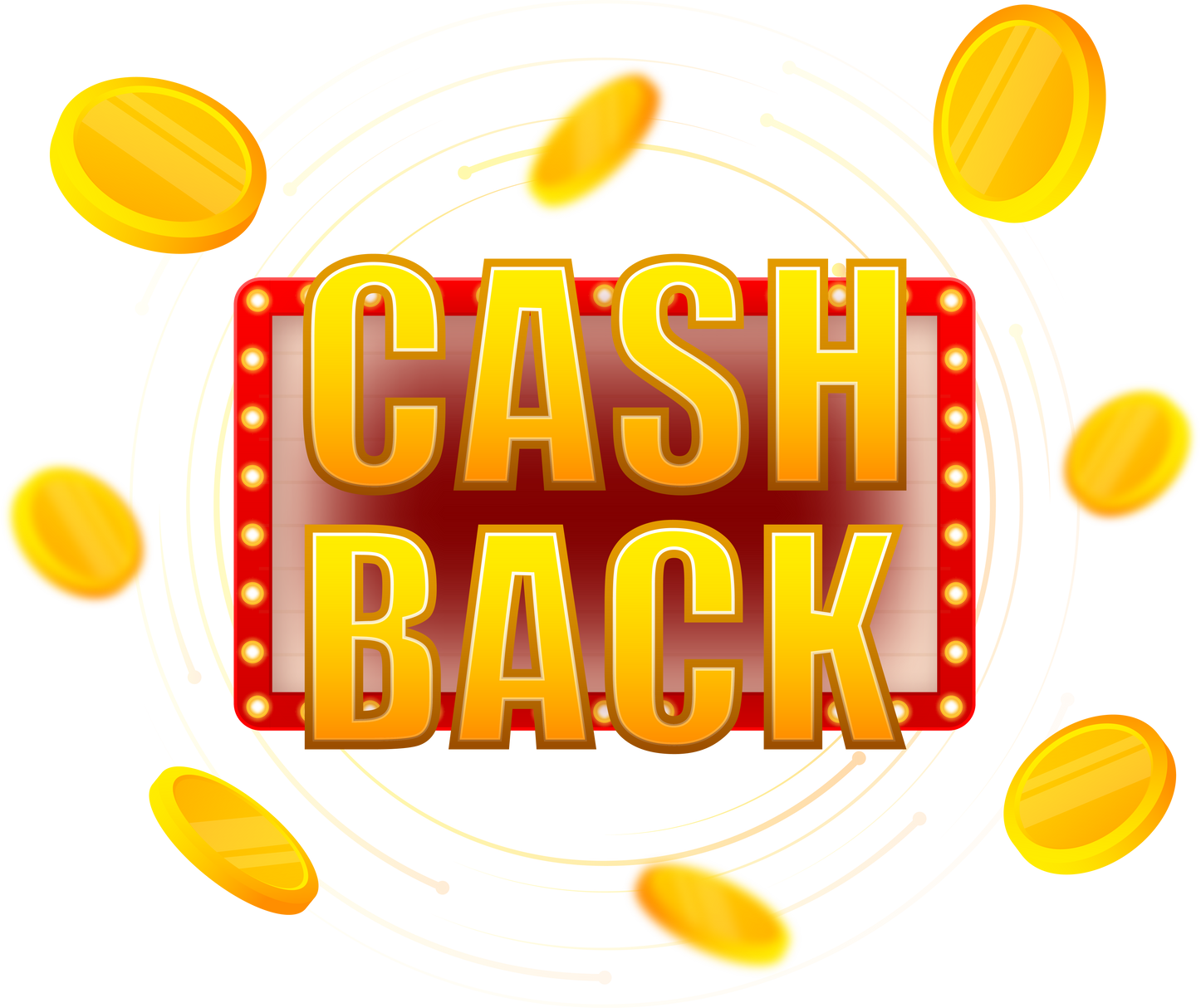 Cashback concept logo. Cash back lightbox banner on red back